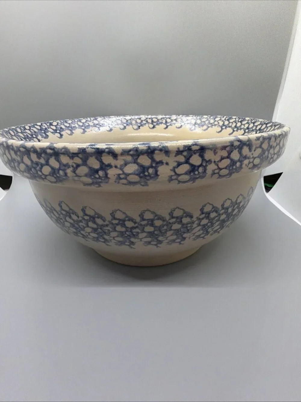 Beaumont Brothers Pottery Blue Spongeware Mixing Bowl BBP Signed